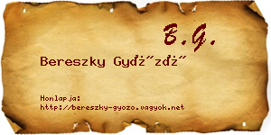 Bereszky Győző névjegykártya
